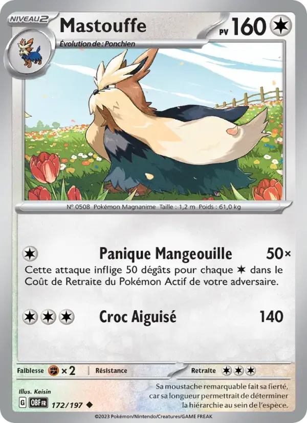Carte Pokémon Mastouffe #172 — Flammes Obsidiennes