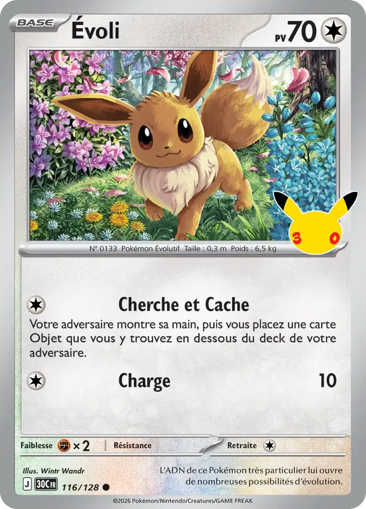 Carte Pokémon Évoli #116 — 30ᵉ Anniversaire