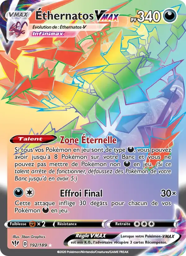 Carte Pokémon Éthernatos VMAX #192 — Ténèbres Embrasées