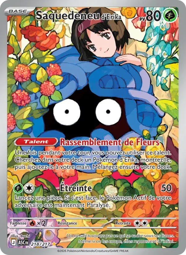 Carte Pokémon Saquedeneu d'Erika #218 — Héros Transcendants