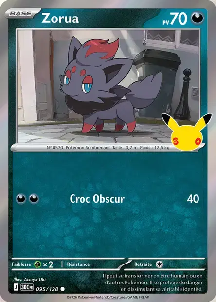 Carte Pokémon Zorua #095 — 30ᵉ Anniversaire