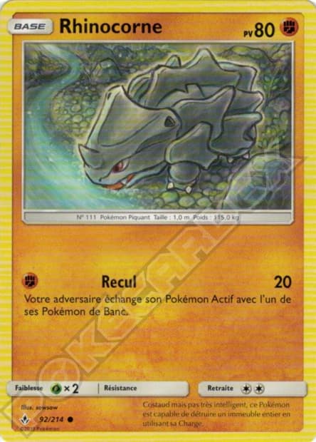 Carte Pokémon Rhinocorne #92 — Alliance Infaillible
