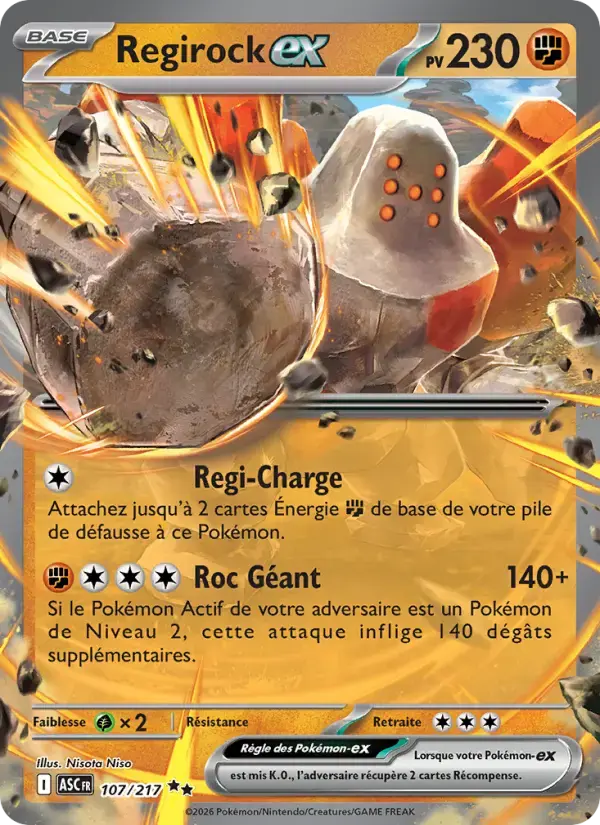 Carte Pokémon Regirock-ex #107 — Héros Transcendants