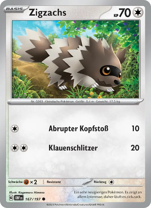 Carte Pokémon Zigzaton #167 — Flammes Obsidiennes
