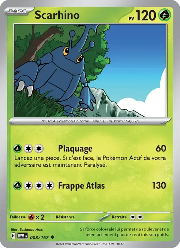 Carte Pokémon Scarhino #008 — Mascarade Crépusculaire