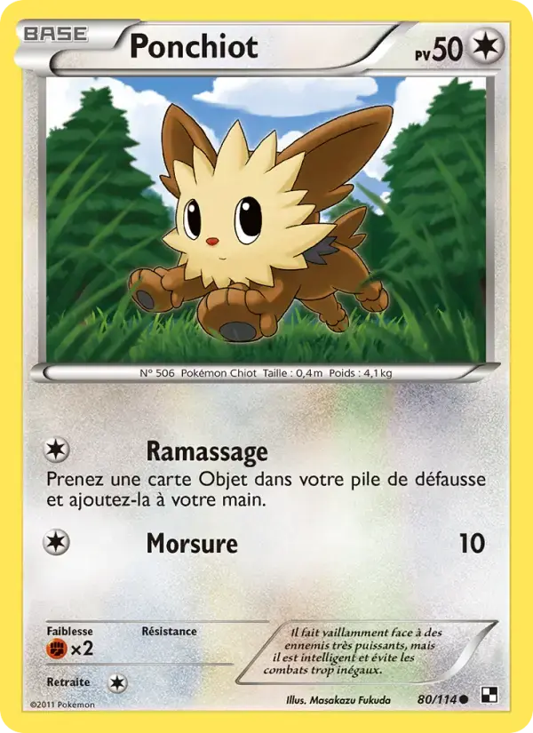 Carte Pokémon Ponchiot #80 — Noir et Blanc