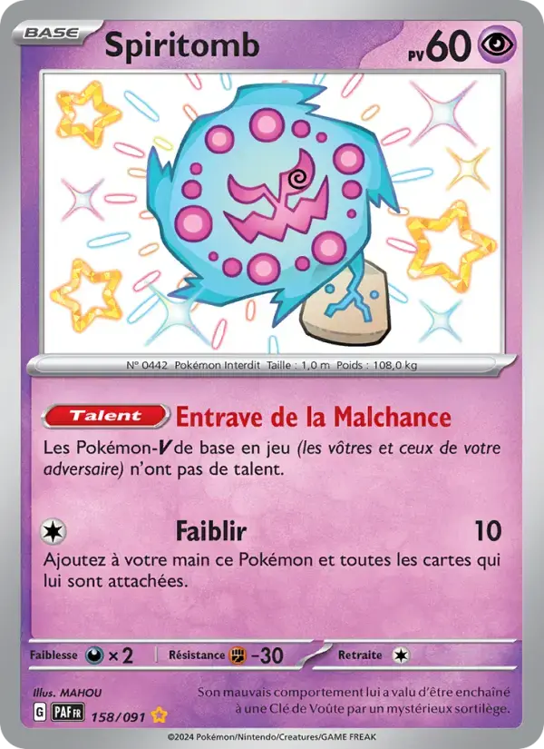 Carte Pokémon Spiritomb #158 — Destinées de Paldea