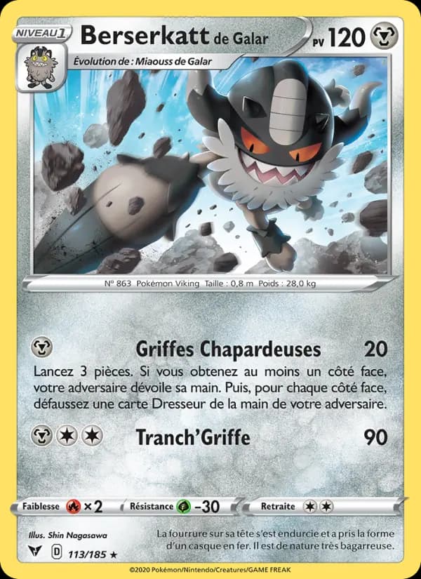 Carte Pokémon Berserkatt de Galar #113 — Voltage Éclatant