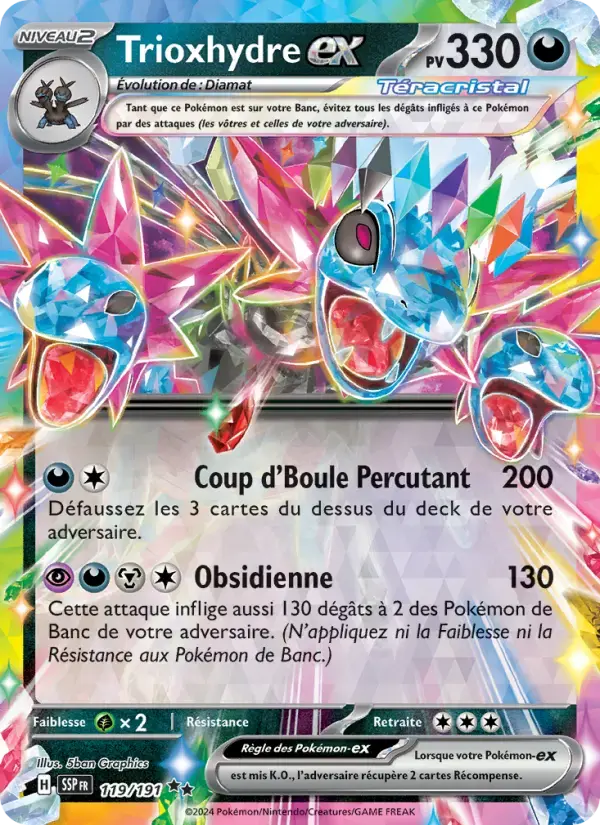 Carte Pokémon Trioxhydre-ex #119 — Étincelles Déferlantes