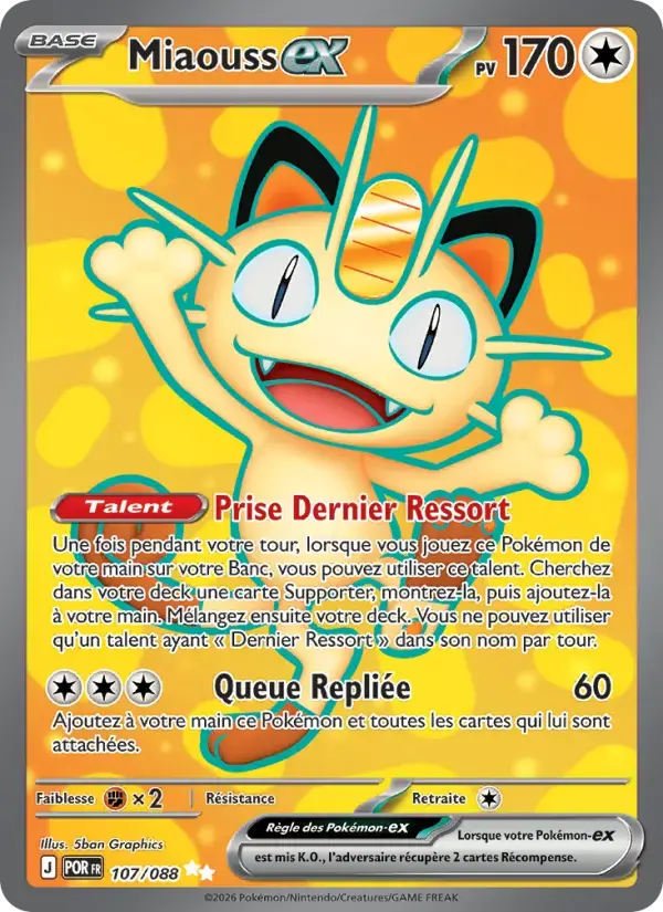 Carte Pokémon Miaouss-ex #107 — Équilibre Parfait