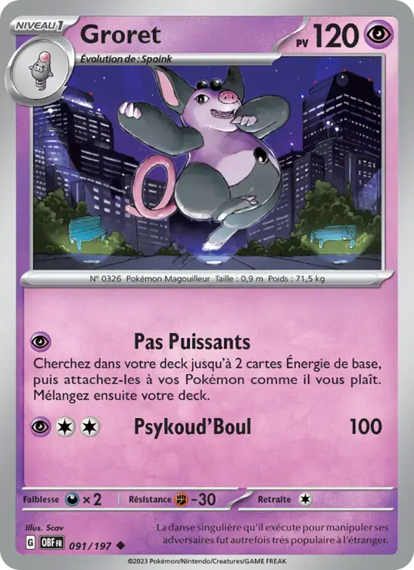 Carte Pokémon Groret #091 — Flammes Obsidiennes