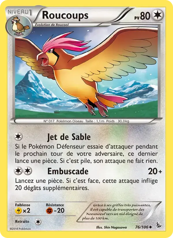 Carte Pokémon Roucoups #76 — Étincelles