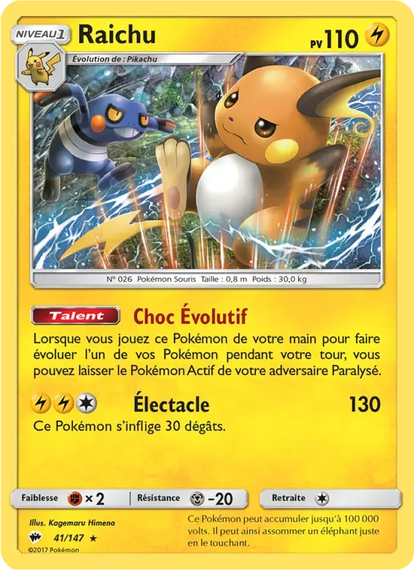 Carte Pokémon Raichu #41 — Ombres Ardentes