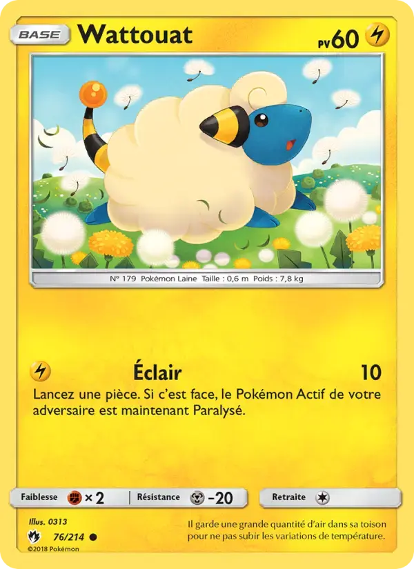 Carte Pokémon Wattouat #76 — Tonnerre Perdu