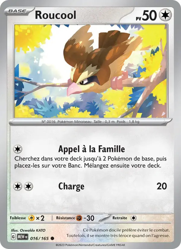 Carte Pokémon Roucool #016 — Pokémon 151