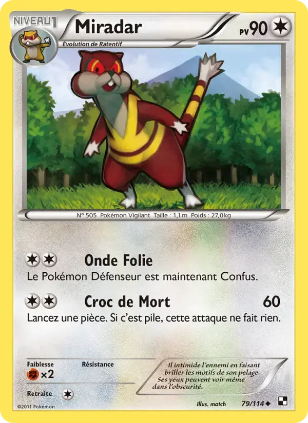 Carte Pokémon Miradar #79 — Noir et Blanc