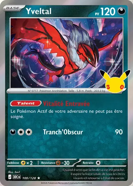 Carte Pokémon Yveltal #100 — 30ᵉ Anniversaire
