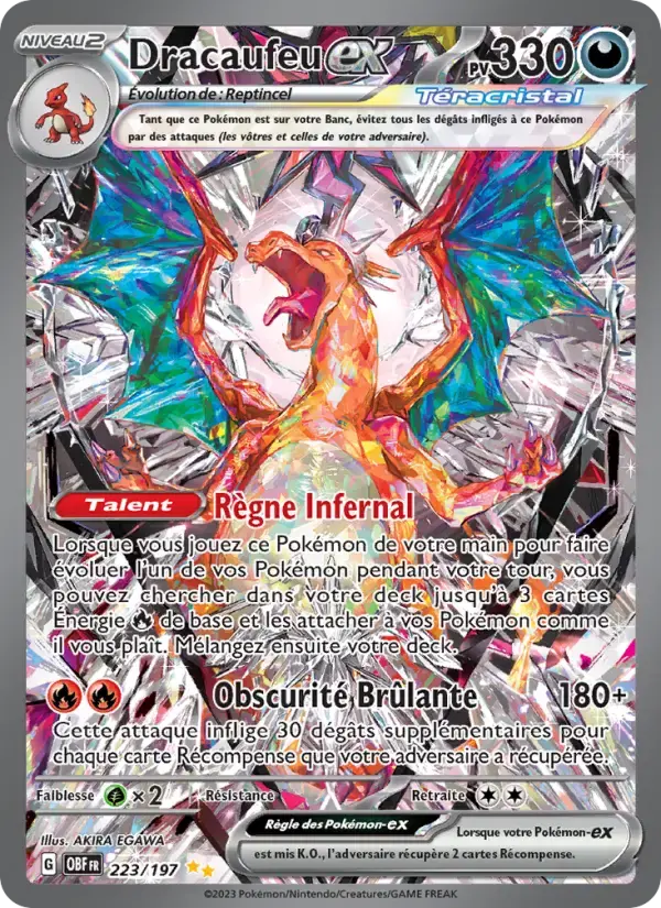 Carte Pokémon Dracaufeu-ex #223 — Flammes Obsidiennes