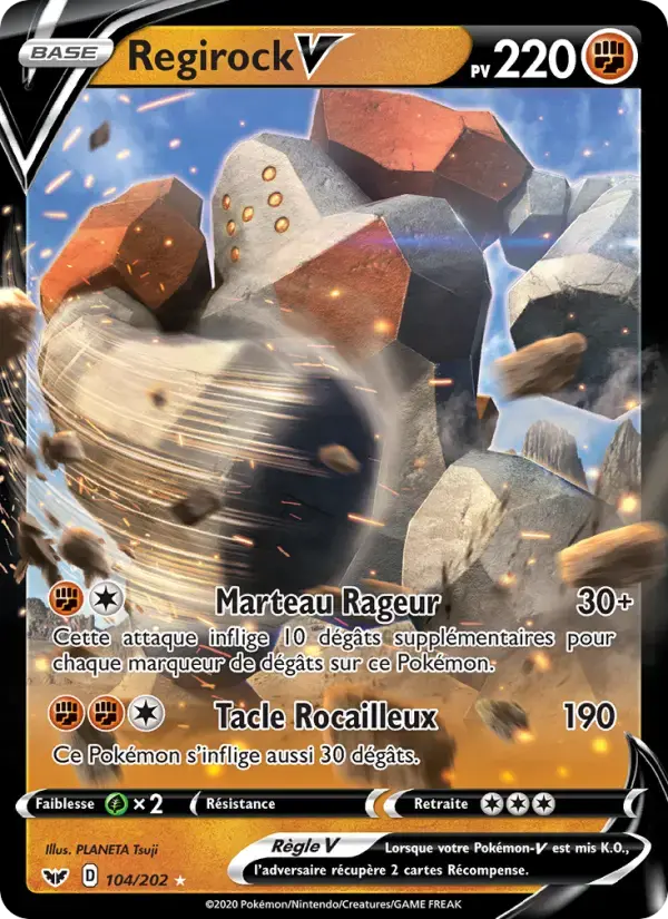 Carte Pokémon Regirock V #104 — Épée et Bouclier
