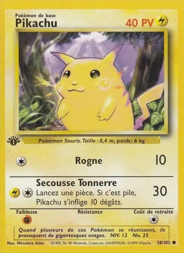 Carte Pokémon Pikachu #58 — Set de Base