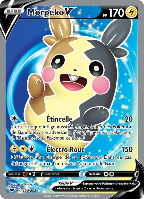Carte Pokémon Morpeko V #190 — Épée et Bouclier