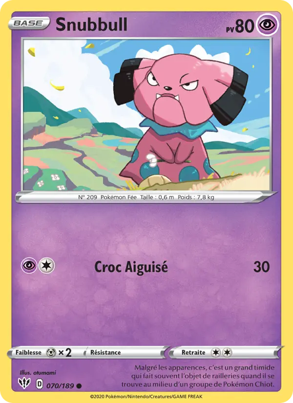 Carte Pokémon Snubbull #70 — Ténèbres Embrasées