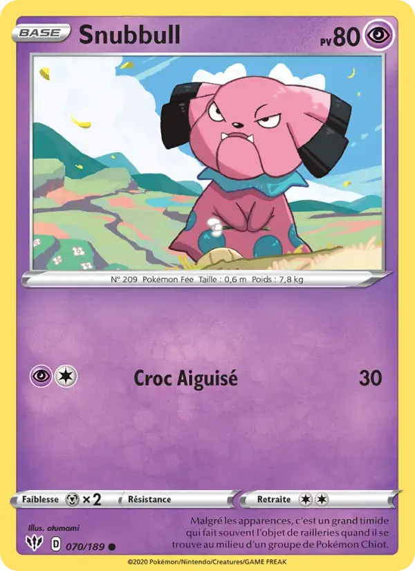 Carte Pokémon Snubbull #70 — Ténèbres Embrasées
