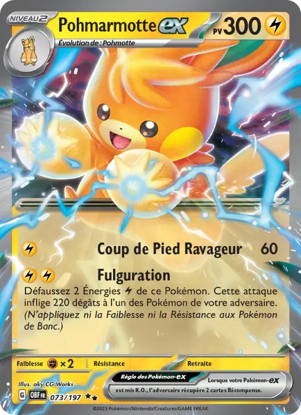 Carte Pokémon Pohmarmotte-ex #073 — Flammes Obsidiennes