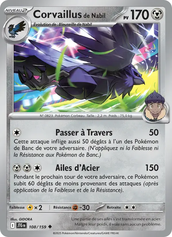 Carte Pokémon Corvaillus de Nabil #108 — Aventures Ensemble