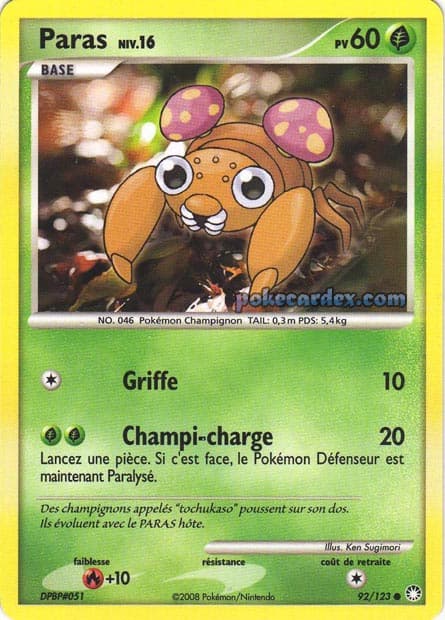 Carte Pokémon Paras #92 — Trésors Mystérieux