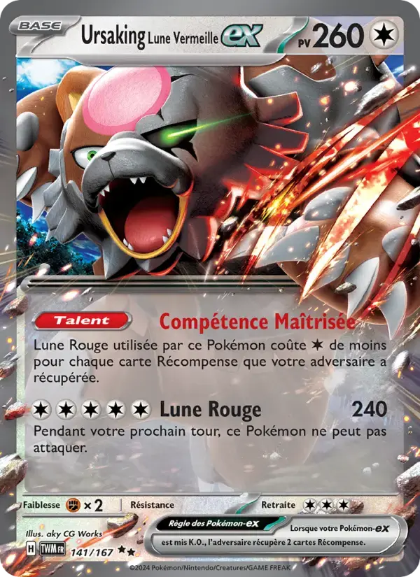 Carte Pokémon Ursaking Lune Vermeille-ex #141 — Mascarade Crépusculaire