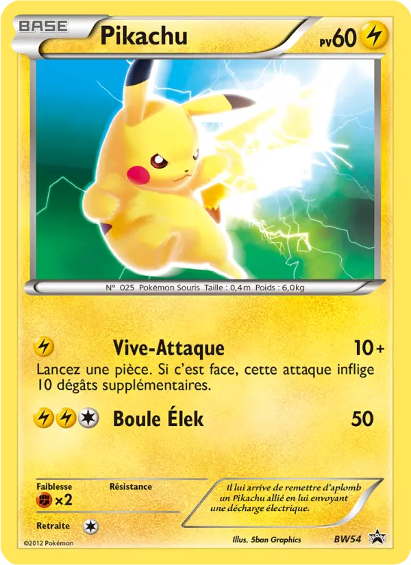 Carte Pokémon Pikachu #BW54 — Promos Noir et Blanc
