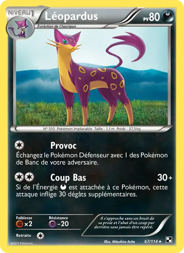 Carte Pokémon Léopardus #67 — Noir et Blanc