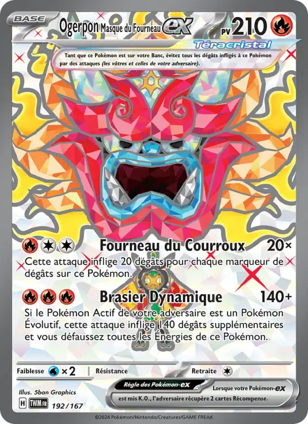 Carte Pokémon Ogerpon Masque du Fourneau-ex #192 — Mascarade Crépusculaire
