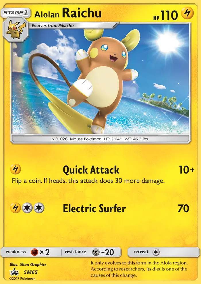Carte Pokémon Raichu d’Alola #SM65 — Promos Soleil et Lune