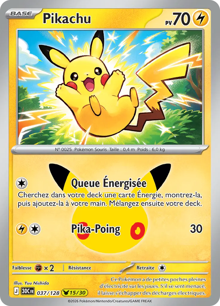 Carte Pokémon Pikachu #037 — 30ᵉ Anniversaire
