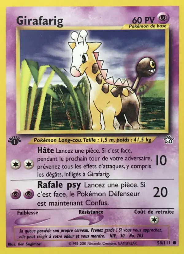 Carte Pokémon Girafarig #58 — Neo Genesis