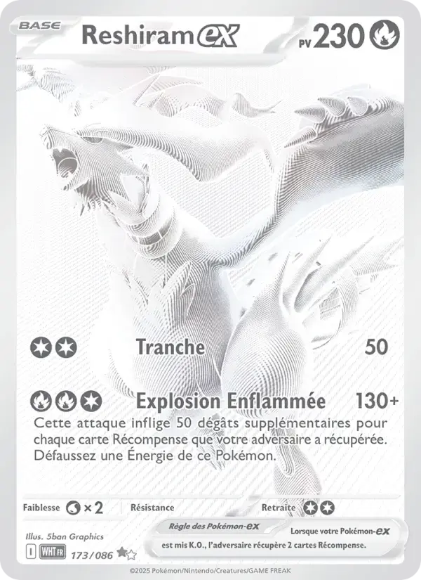 Carte Pokémon Reshiram-ex #173 — Flamme Blanche