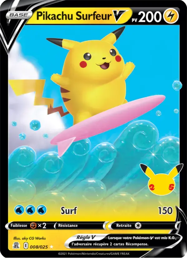 Carte Pokémon Pikachu Surfeur V #8 — Célébrations