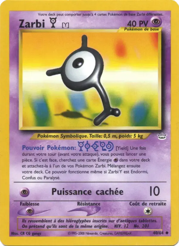Carte Pokémon Zarbi Y #40 — Neo Revelation