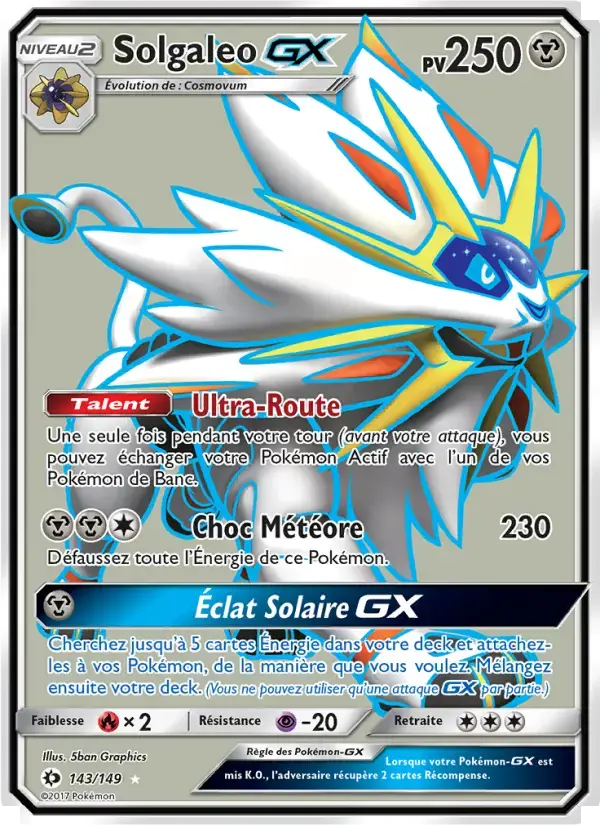 Carte Pokémon Solgaleo GX #143 — Soleil et Lune