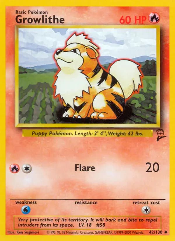 Growlithe #42 — Base Set 2