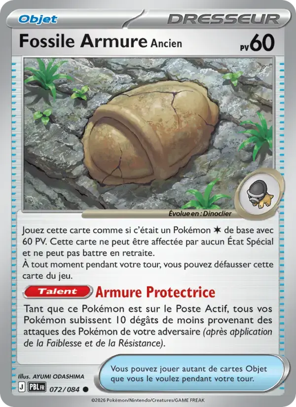 Carte Pokémon Fossile Armure Ancien #072 — Nuit Noire