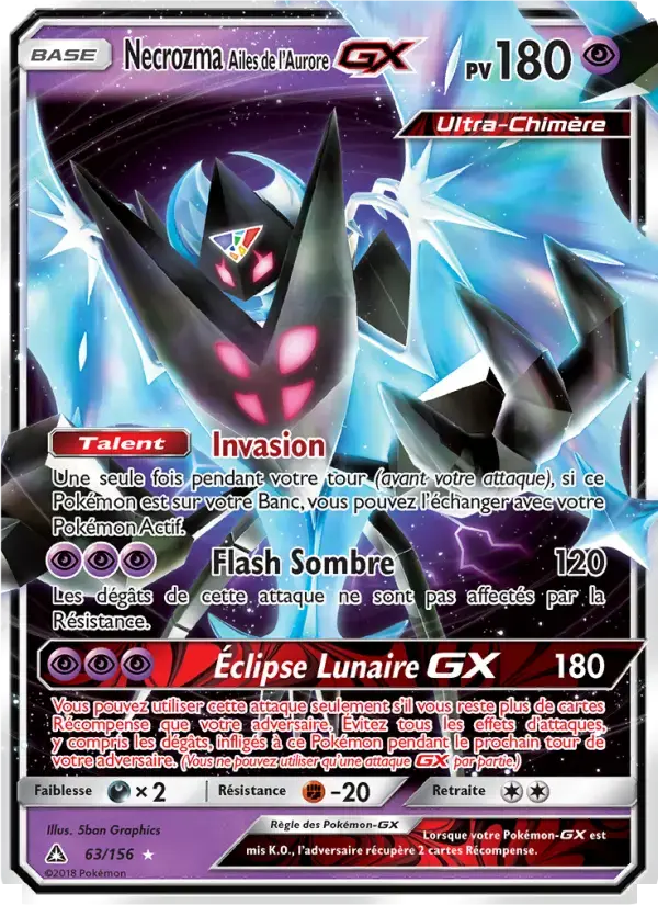 Carte Pokémon Necrozma Ailes de l’Aurore GX #63 — Ultra-Prisme
