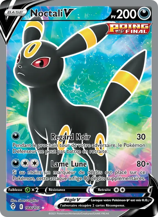 Carte Pokémon Noctali V #188 — Évolution Céleste