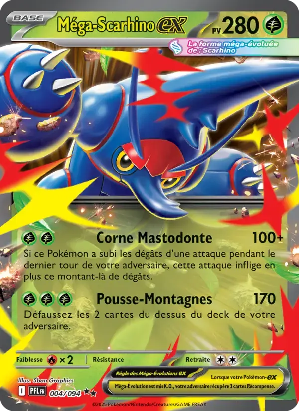 Carte Pokémon Méga-Scarhino-ex #004 — Flammes Fantasmagoriques