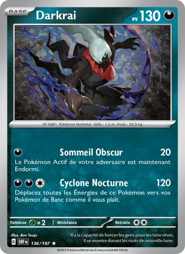 Carte Pokémon Darkrai #136 — Flammes Obsidiennes