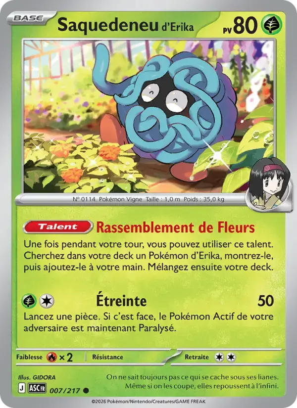 Carte Pokémon Saquedeneu d'Erika #007 — Héros Transcendants