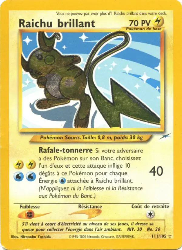 Carte Pokémon Raichu brillant #111 — Neo Destiny