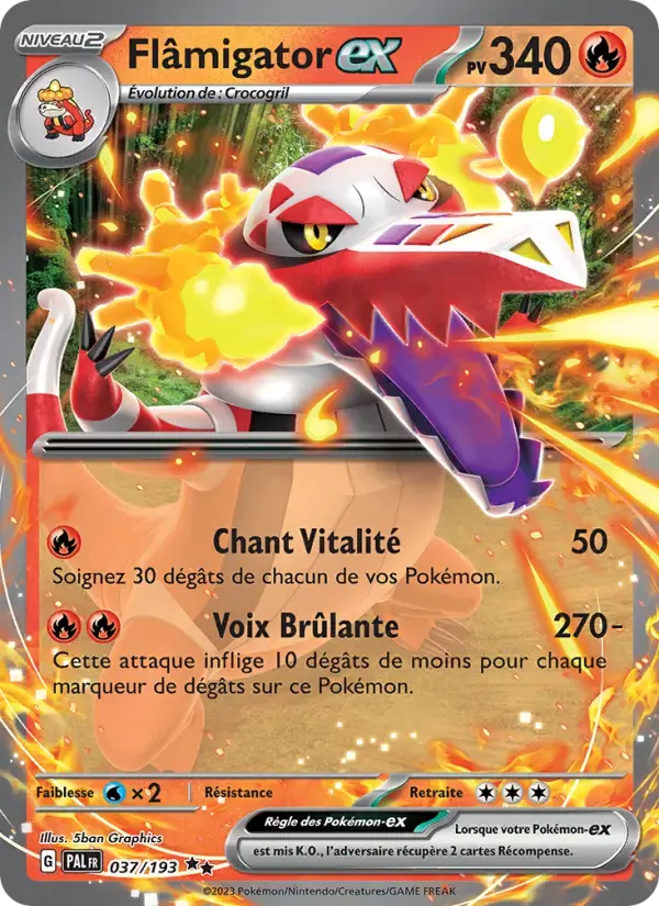 Carte Pokémon Flâmigator-ex #037 — Évolutions à Paldea